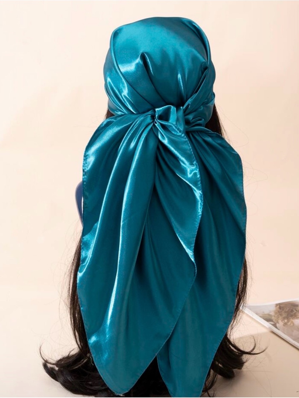 Lustrous Teal Satin Scarf - Vibrant Headwrap
